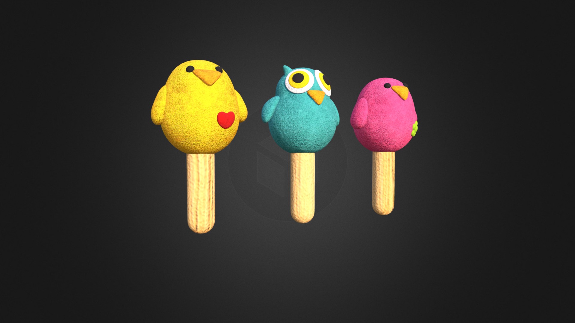 3D model Rattles - This is a 3D model of the Rattles. The 3D model is about a group of colorful ice cream cones.