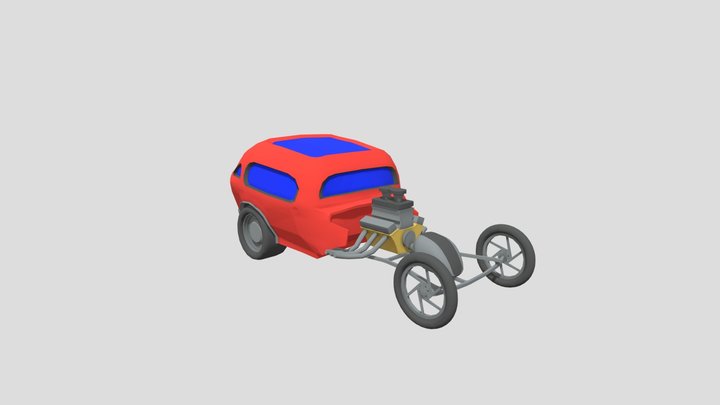 Low Poly Hot Rod 3D Model