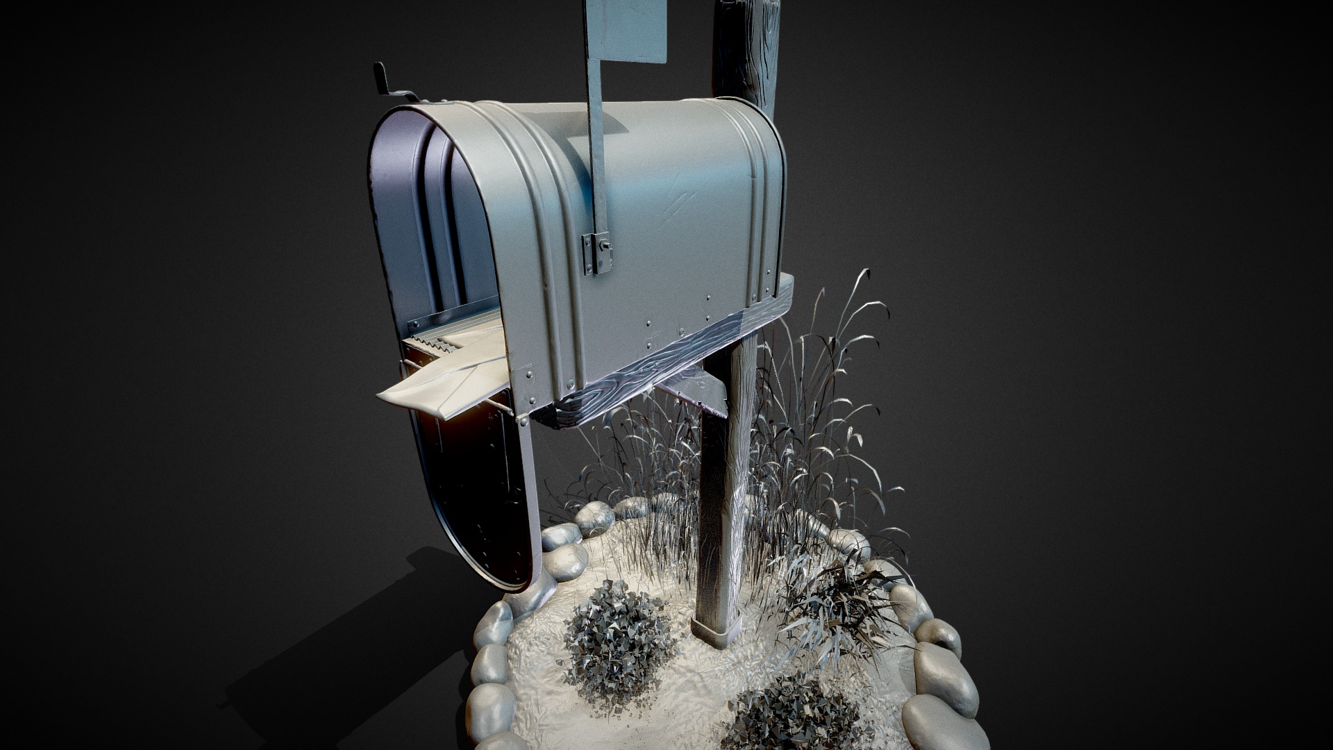 3D model 3D Mailbox – High Poly - This is a 3D model of the 3D Mailbox - High Poly. The 3D model is about a robot with a gun.