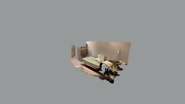 Hospital bed in training room 3D Model