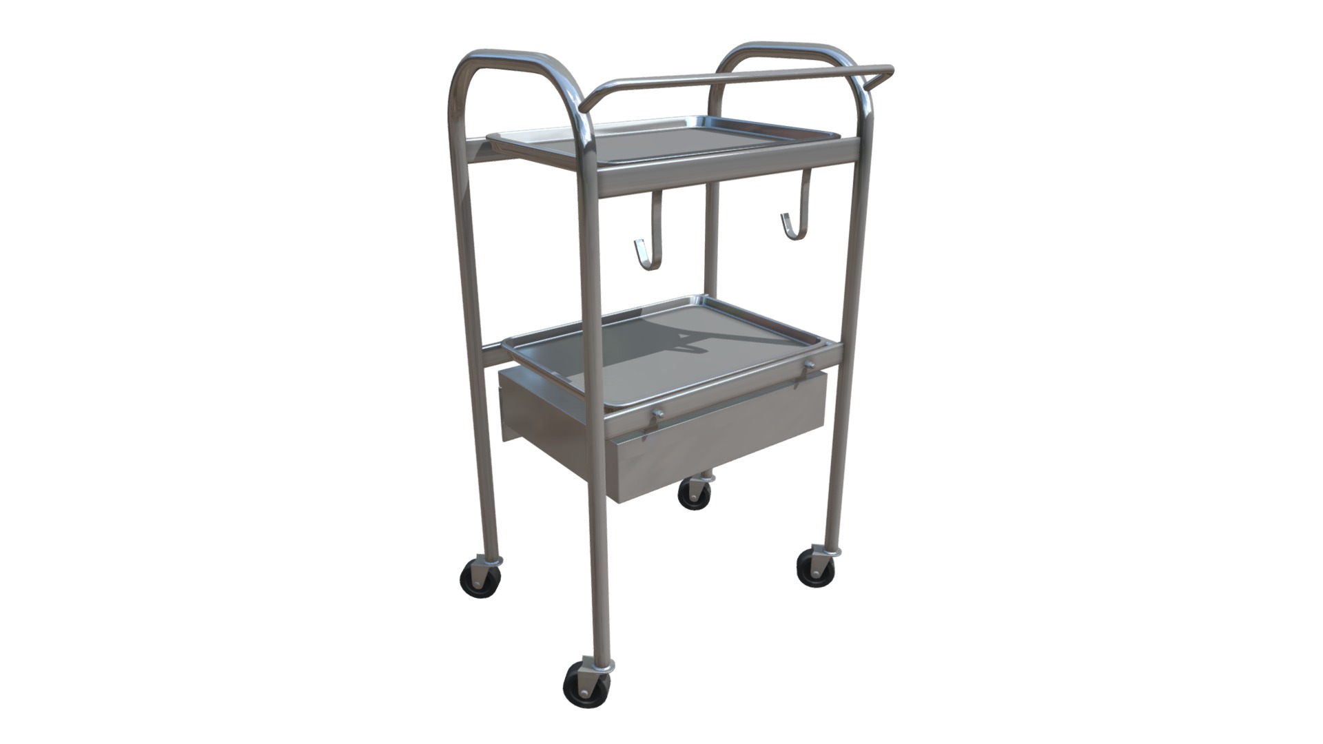 3D model Medical Equipment - This is a 3D model of the Medical Equipment. The 3D model is about a shopping cart with wheels.