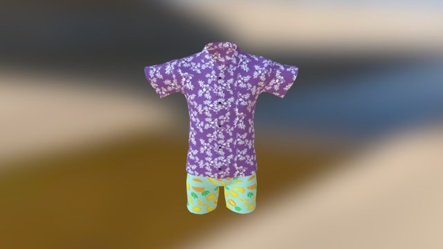 Realistic Hawaiian Clothes 3D Model