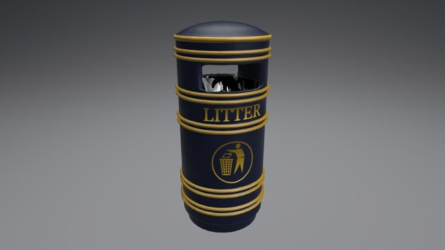 UK Litter Bin 3D Model