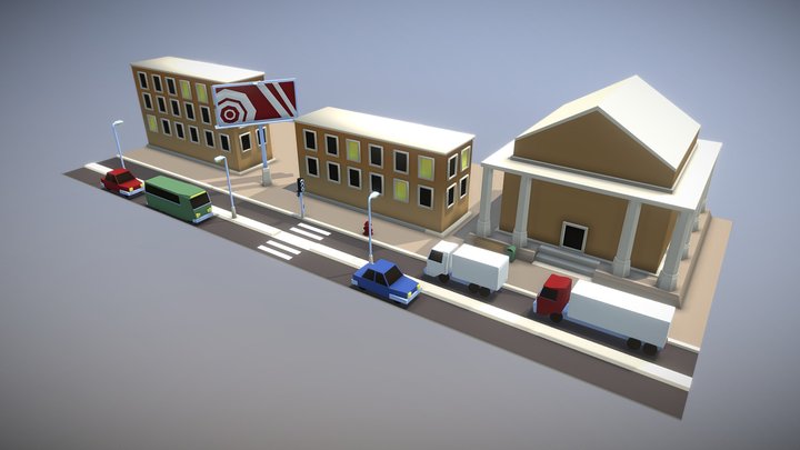 Low-poly street 3D Model