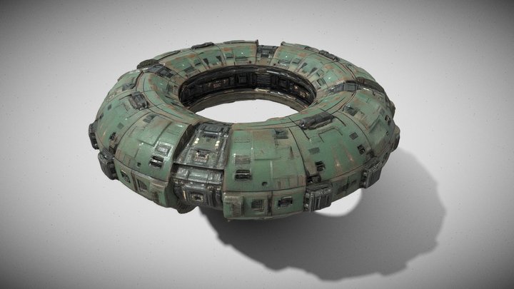 Toroidal Ring Ship - Battle Worn Sci-Fi Vessel