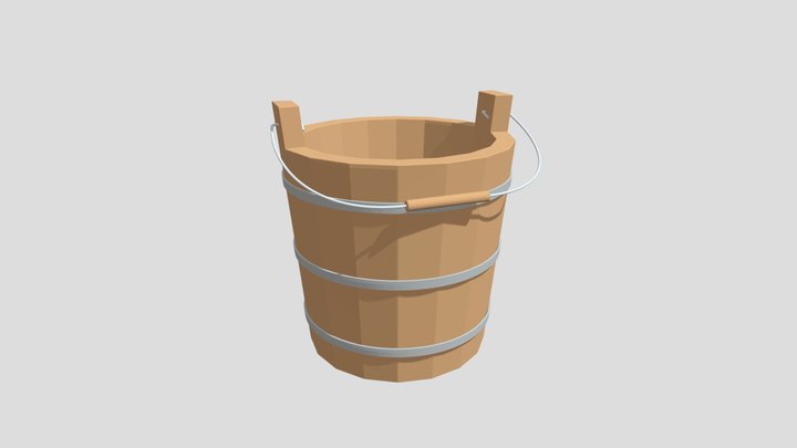 Wooden Bucket 3D Model