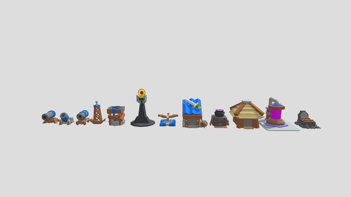 Clash_ Royale Buildings 3D Model