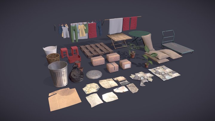 Old Residential Props Set 3D Model