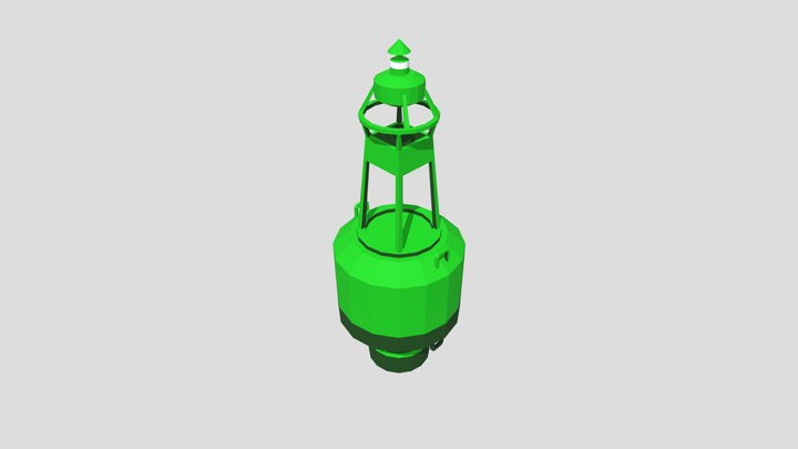 Green Marine Navigation Buoy (Game Ready)