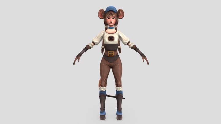 Berry, the Delivery Mouse-girl 3D Model