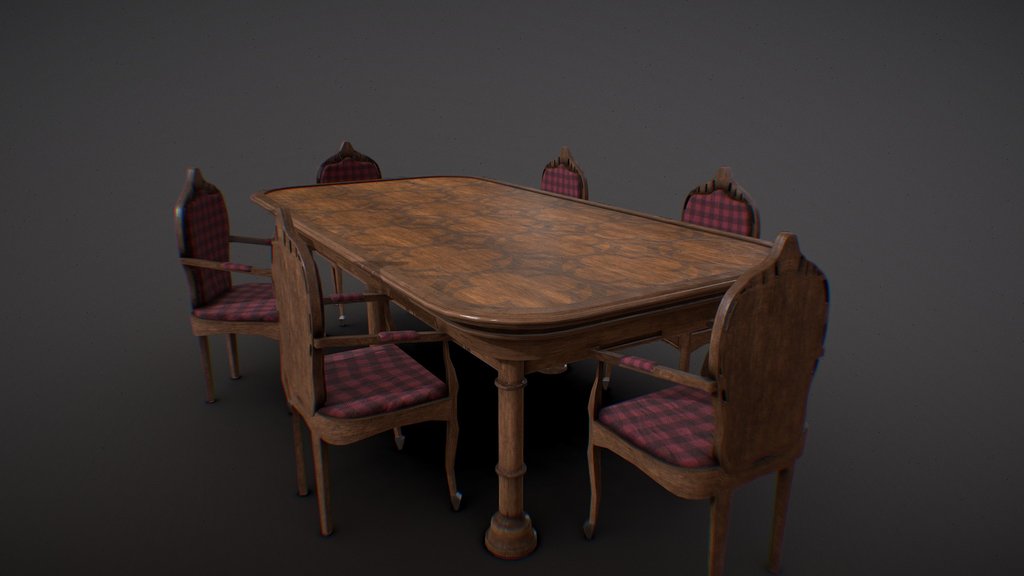 Wooden Table/Chair | Low-Poly | Game-ready