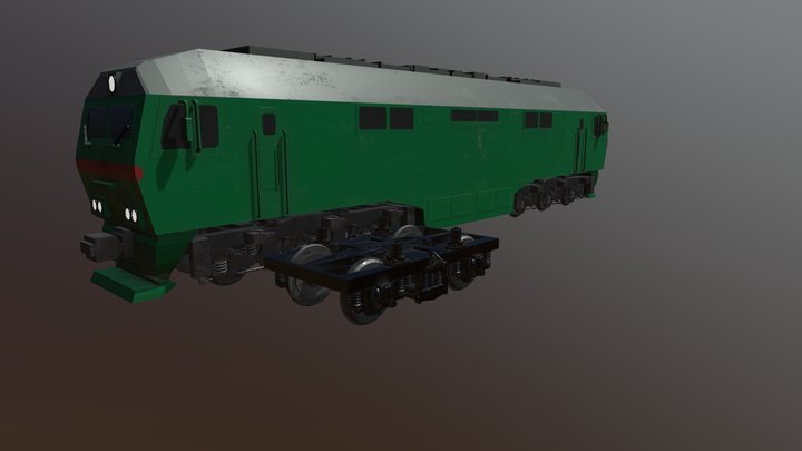 Diesel locomotive + wheel pair 3D Model