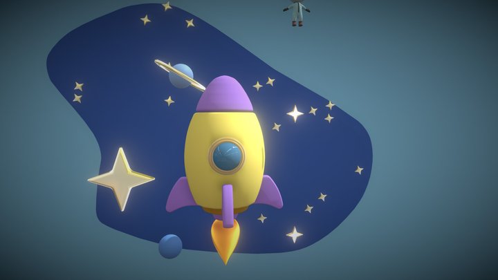 Rocket and astronaut 3D Model