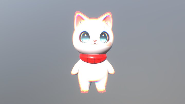 Cat with scarf 3D Model