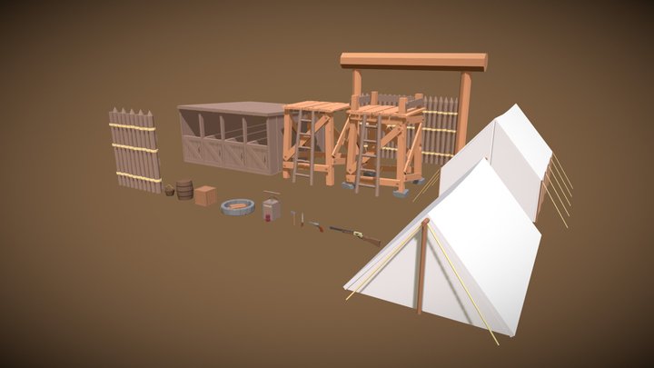 Old West Fort Asset Pack 3D Model