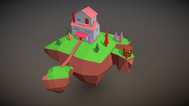 Low-poly Floating Island 3D Model