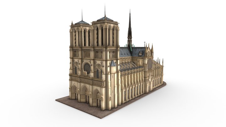 Notre Dame De Paris Cathedral 3D Model