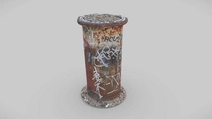 Rusty Moor Bollard 3D Model