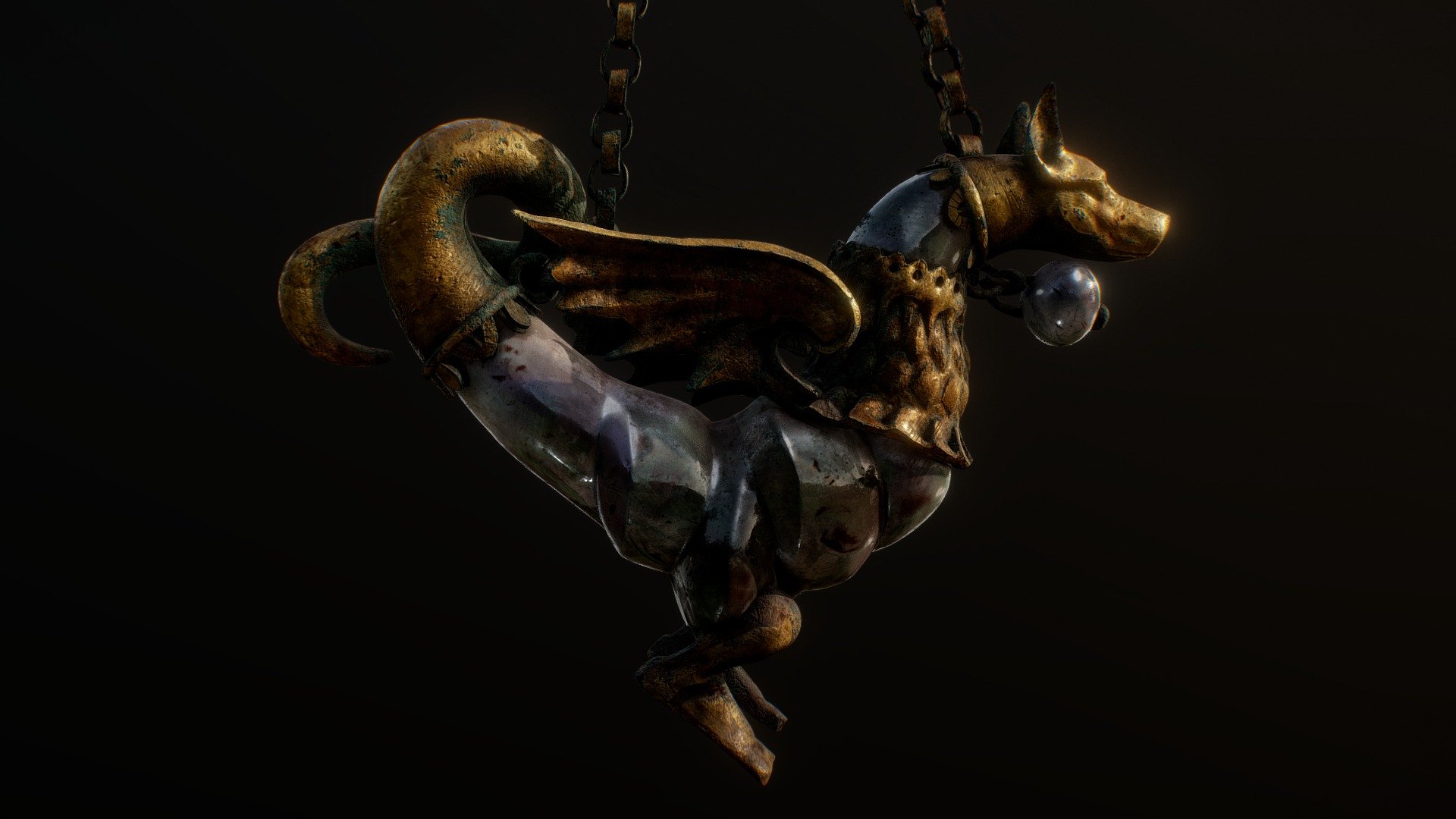 A Gold Pendant, Baroque Pearls and Enamel