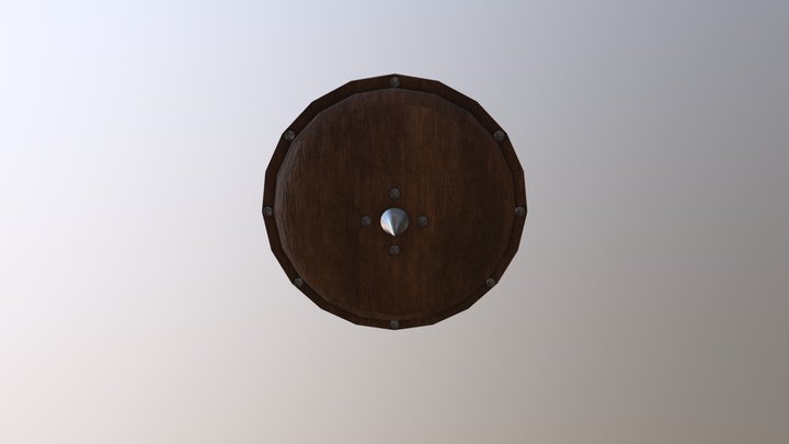 Low Poly Wooden Shield 3D Model