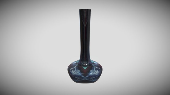 变釉直长颈瓶 3D Model