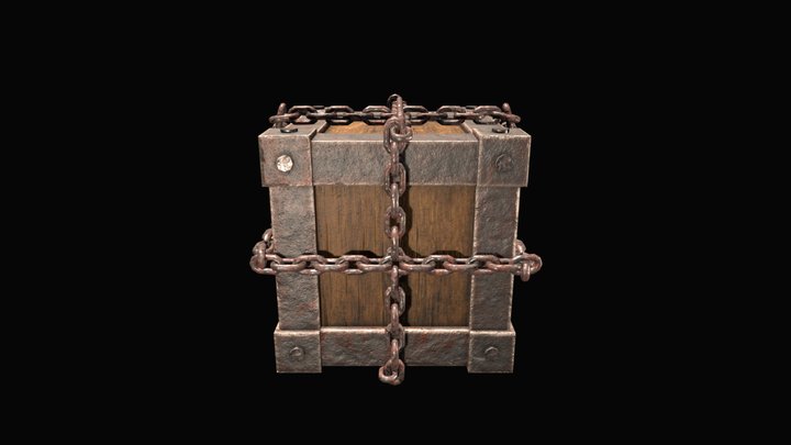 Mystery crates wrapped in chain 3D Model