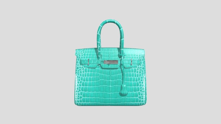 Hermes Birkin 30 Bag Jade Crocodile 3D Model