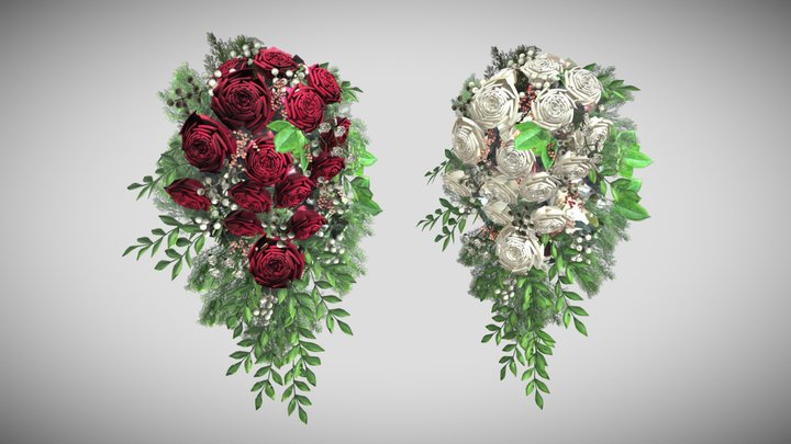 Cascade Bouquet Of Roses 3D Model