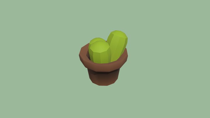 Low Poly Cacti Pot 3D Model