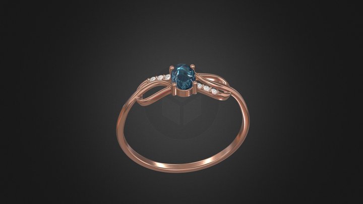 Gold ring with topaz and diamonds 3D Model