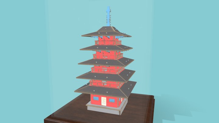 Pagoda Paper Model 3D Model