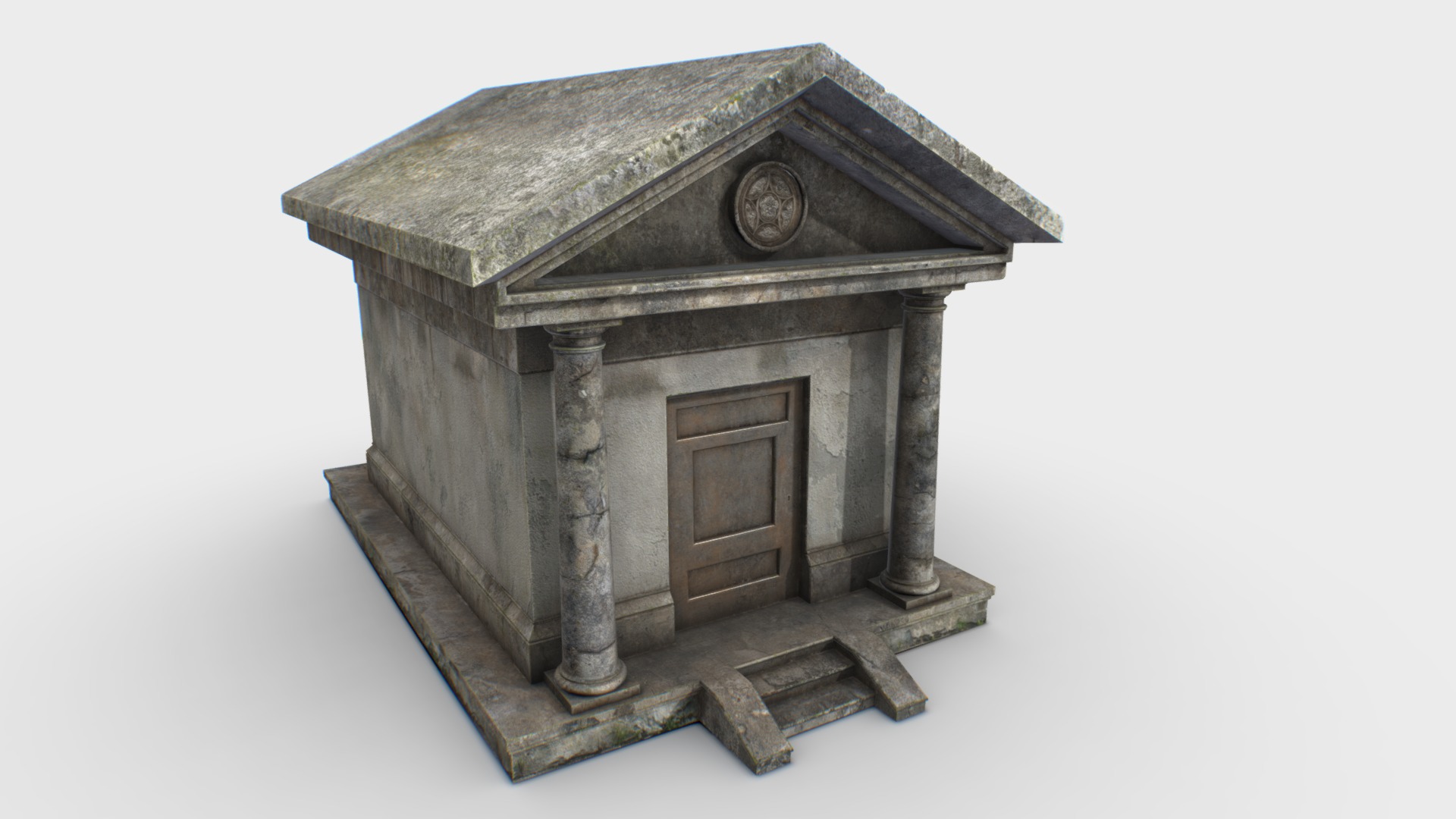 3D model Mausoleum PBR - This is a 3D model of the Mausoleum PBR. The 3D model is about a wooden chest with a clock on it.