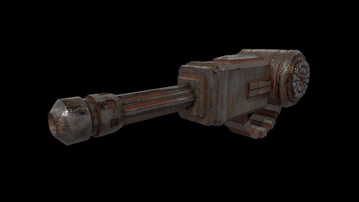 Muddy, Rusted Gun Turret 3D Model
