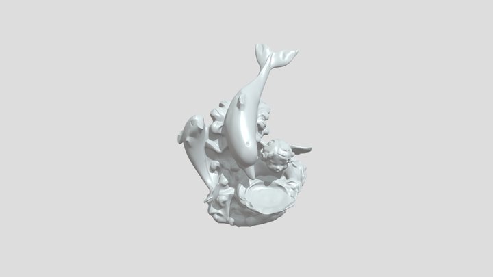 Cherub and dolphin statue 3D Model