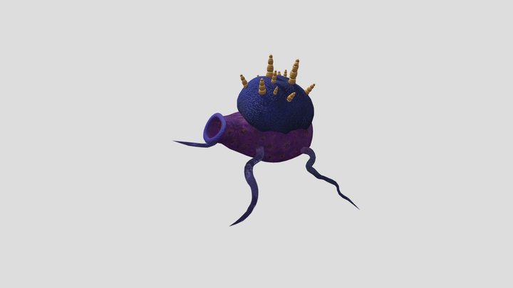 Carnivorous Alien Plant with Moss and Fungus 3D Model