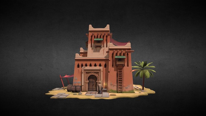 North African Market House – Stylized Tier I 3D Model