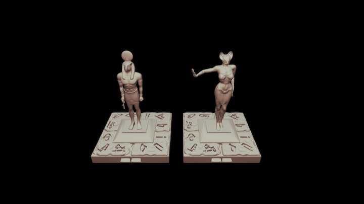 Egyptian Expansion Statues 3D Model