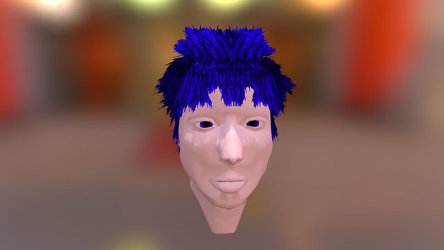 Purple haired head 3D Model