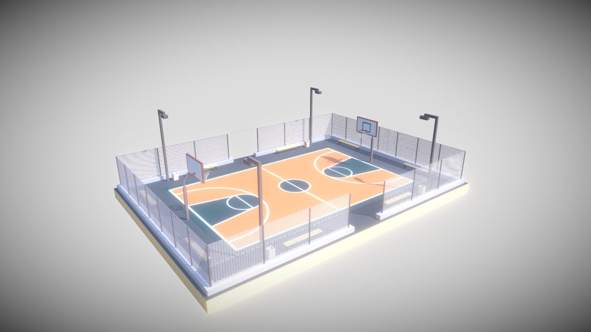 PBR Mini Basketball Court Floor | 3D model