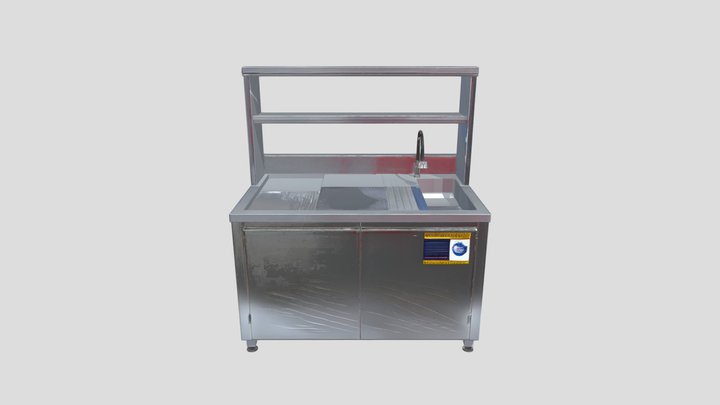 Stainless steel kitchen counter 3D Model