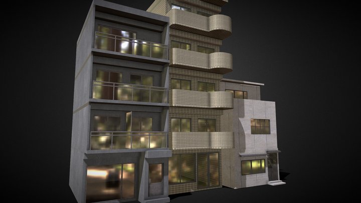 3 Small Japan Buildings 3D Model