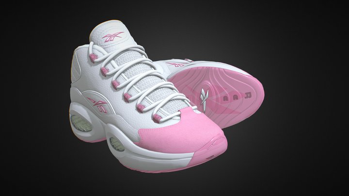 Reebok Question Sneaker_White/PinkToe Colorway 3D Model