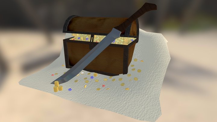 Chest And Sword 3D Model