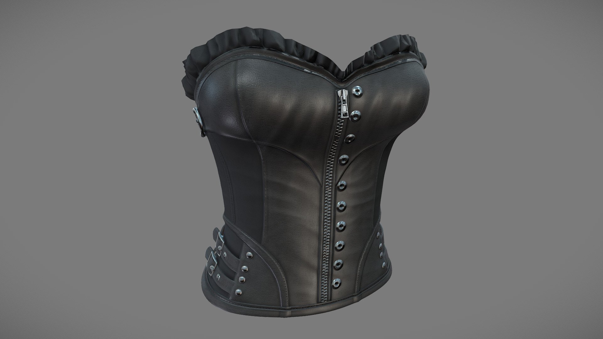 Female Black Leather Unberbust Corset - Buy Royalty Free 3D model by ...