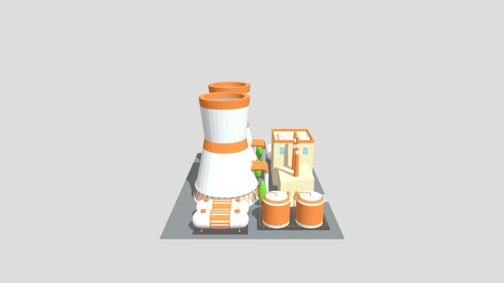 Low Poly Power Plant 3D Model