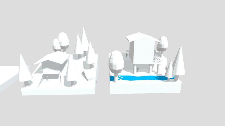 Forest loner - Diorama and house blockout 3D Model