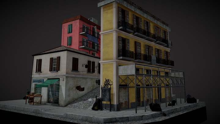 City Scene Naples Low Poly 3D Model