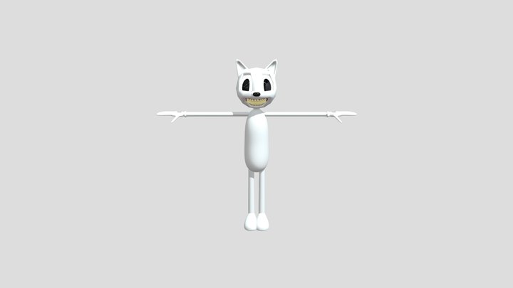 White Cartoon Cat 3D Model