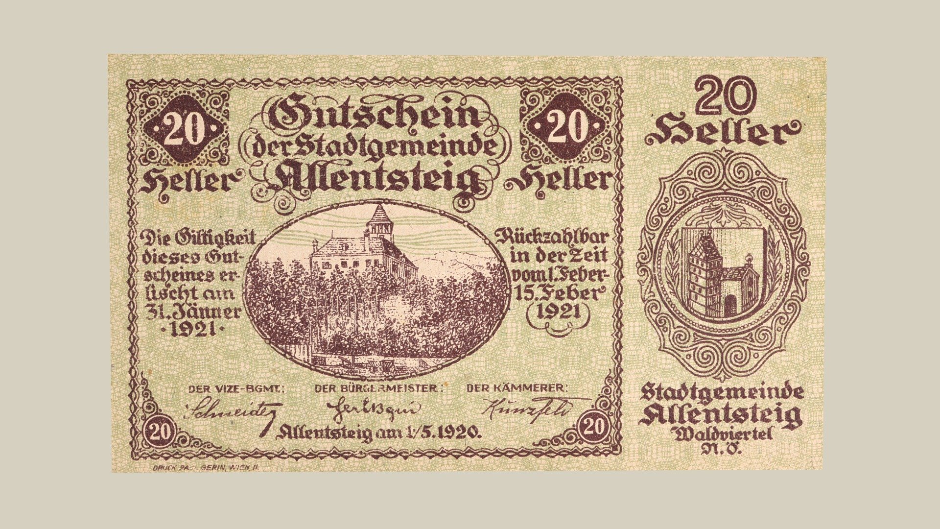 Notgeld Allentsteig — Sketchfab embed 3D viewer