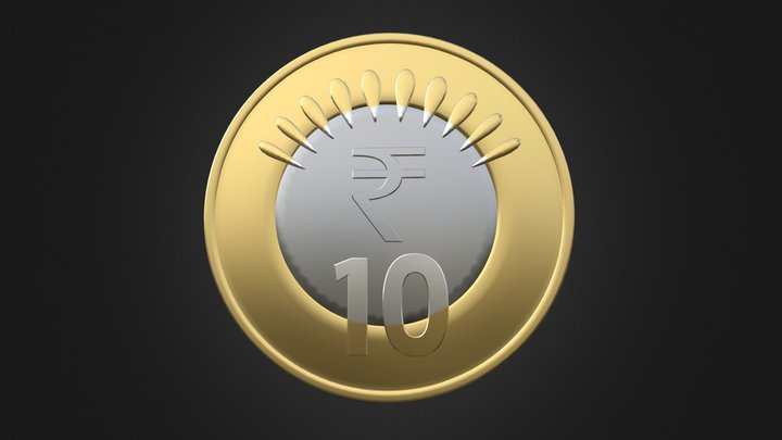 Indian 10 Rupee Coin 3D Model